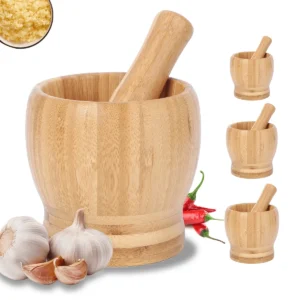 Bamboo Mortar and Pestle Set