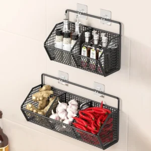 Wall-Mounted Produce and Spice Storage Rack