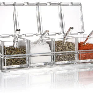 Clear 4-Compartment Seasoning Box Set