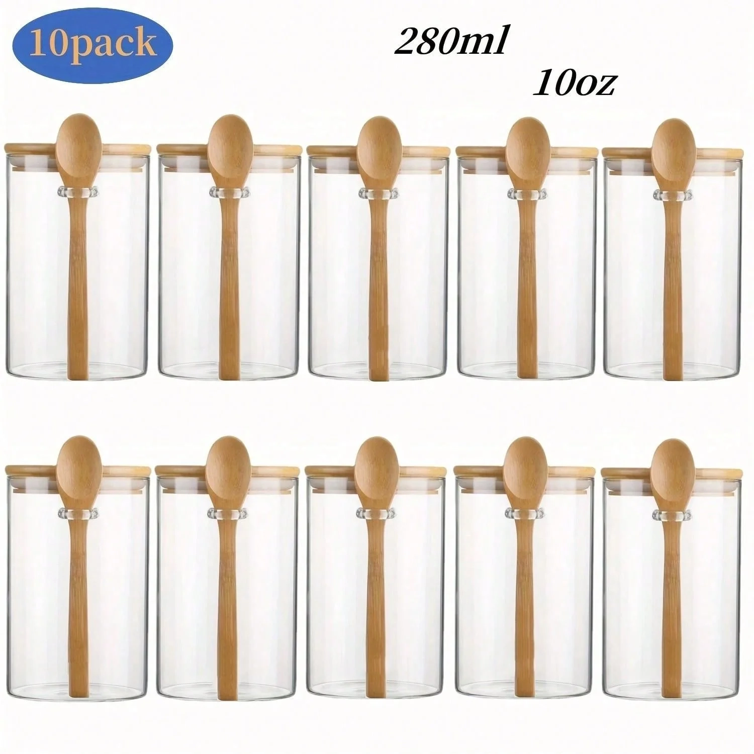 Glass Storage Jar with Bamboo Lid and Spoon - Image 10