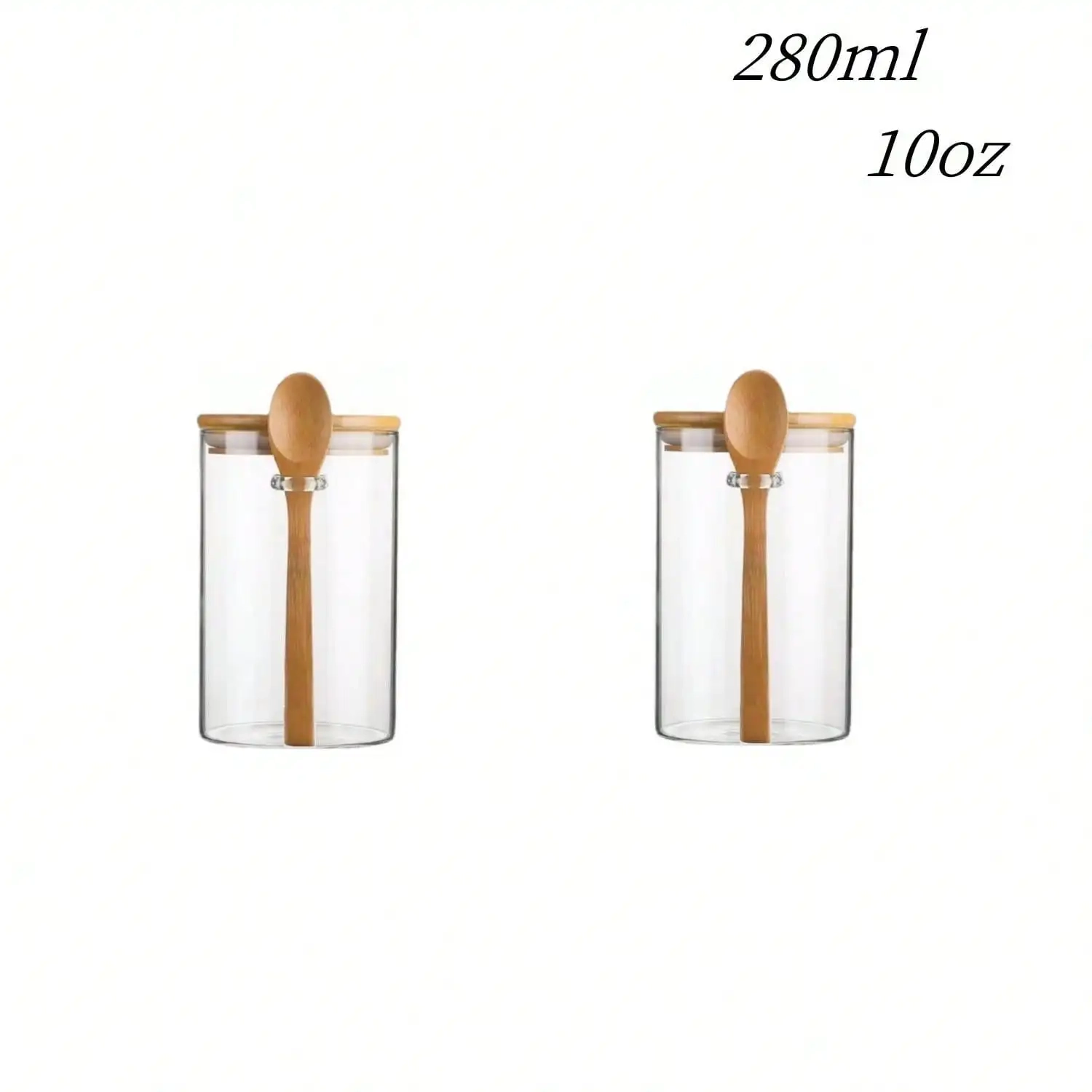 Glass Storage Jar with Bamboo Lid and Spoon - Image 9