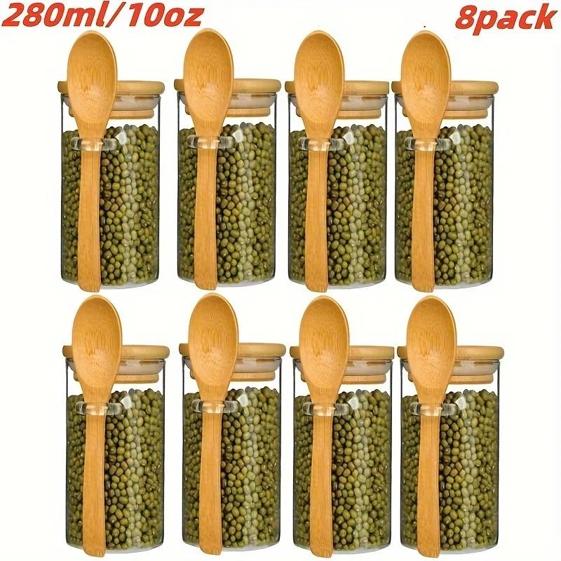 Glass Storage Jar with Bamboo Lid and Spoon - Image 8