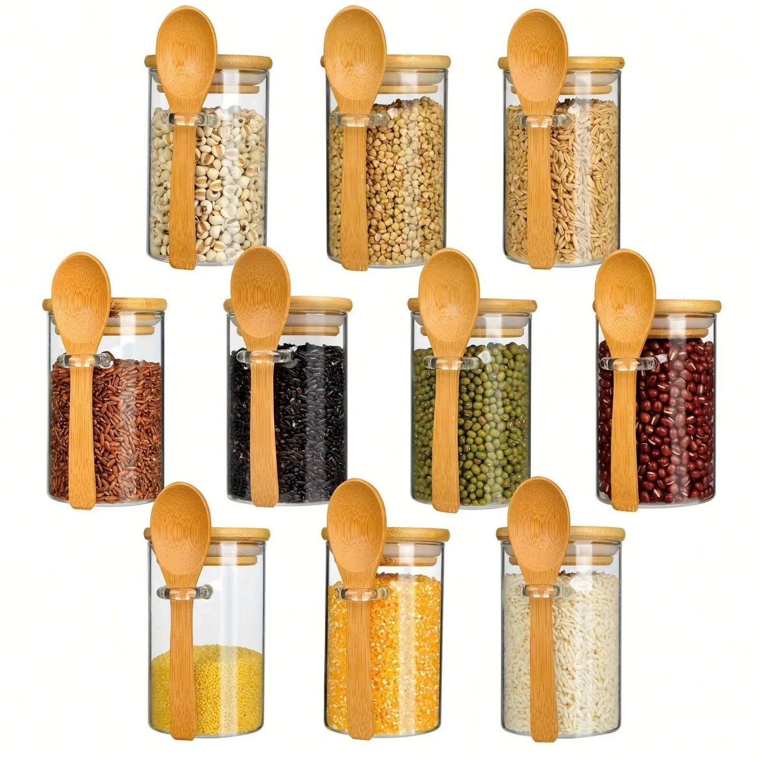 Glass Storage Jar with Bamboo Lid and Spoon - Image 6