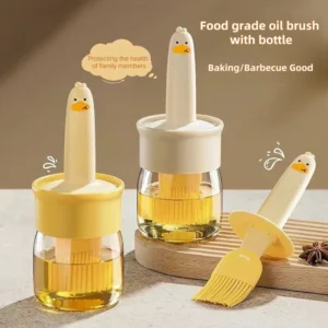 Glass Oil Dispenser Bottle with Silicone Basting Brush