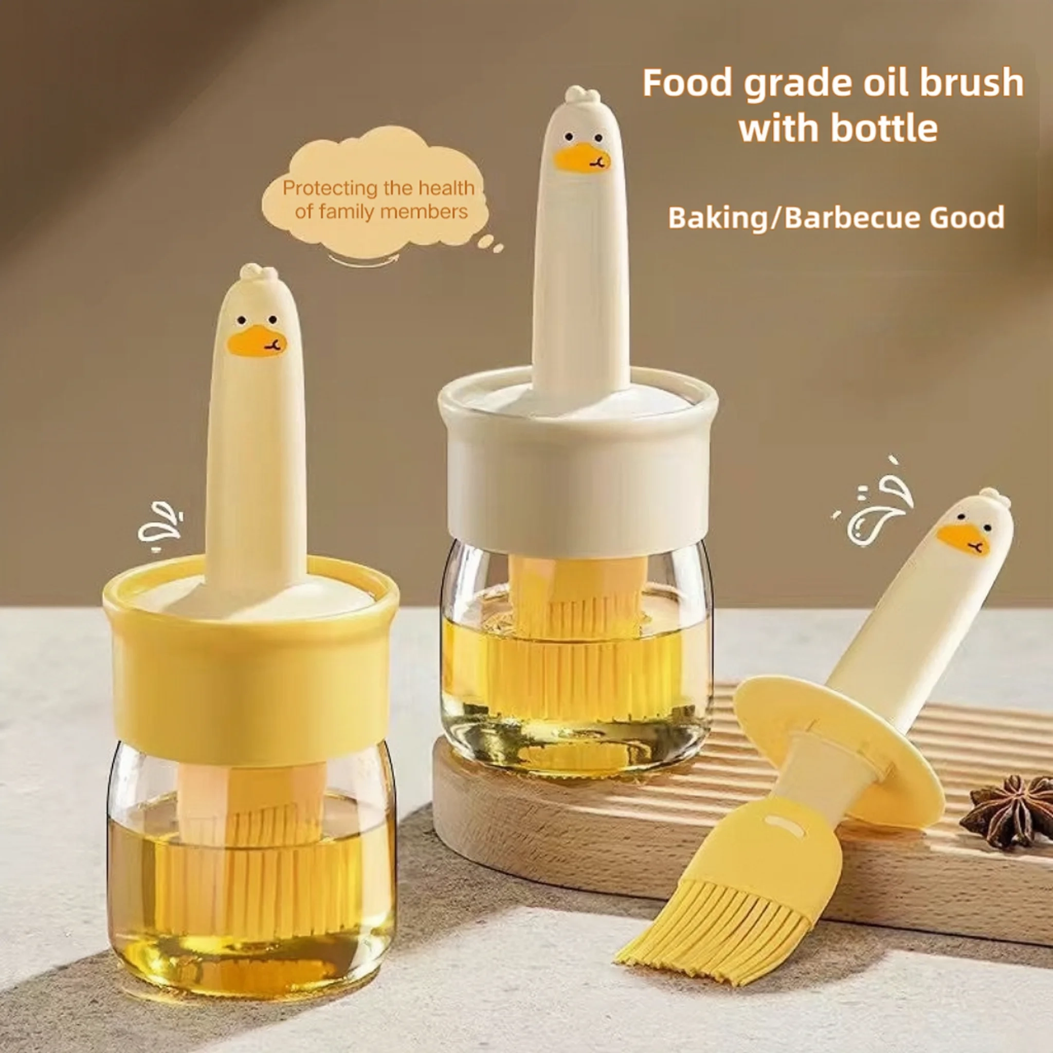 Glass Oil Dispenser Bottle with Silicone Basting Brush