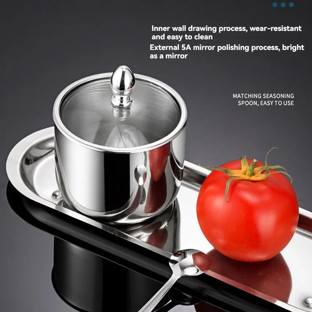 Stainless Steel Seasoning Jar with Glass Lid and Spoon - Image 5