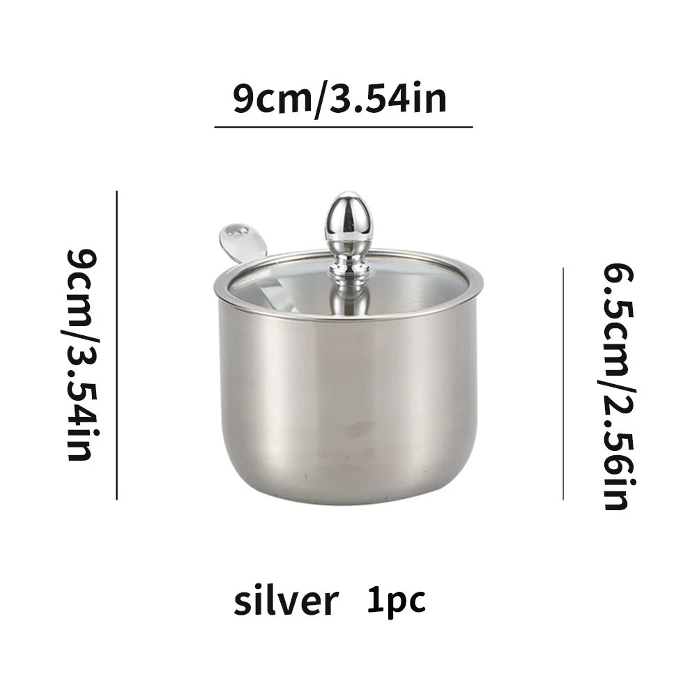 Stainless Steel Seasoning Jar with Glass Lid and Spoon - Image 8