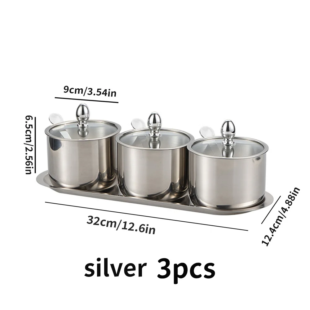 Stainless Steel Seasoning Jar with Glass Lid and Spoon - Image 9