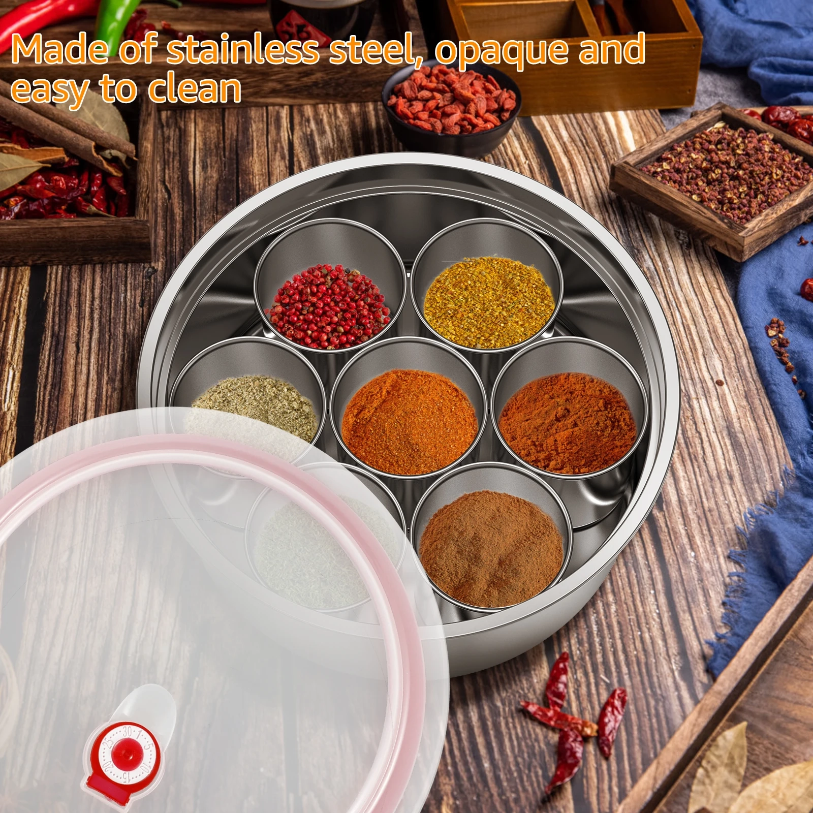 Stainless Steel 7-Compartment Spice Box Set - Image 3