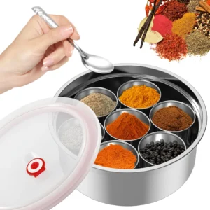 Stainless Steel 7-Compartment Spice Box Set