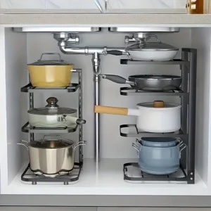 Adjustable Pot and Pan Organizer Rack