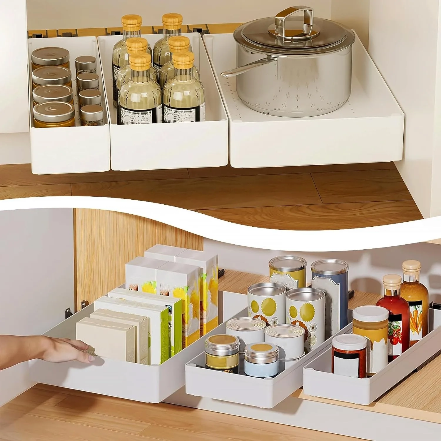 Punch-Free Pull-Out Cabinet Organizer Rack - Image 2