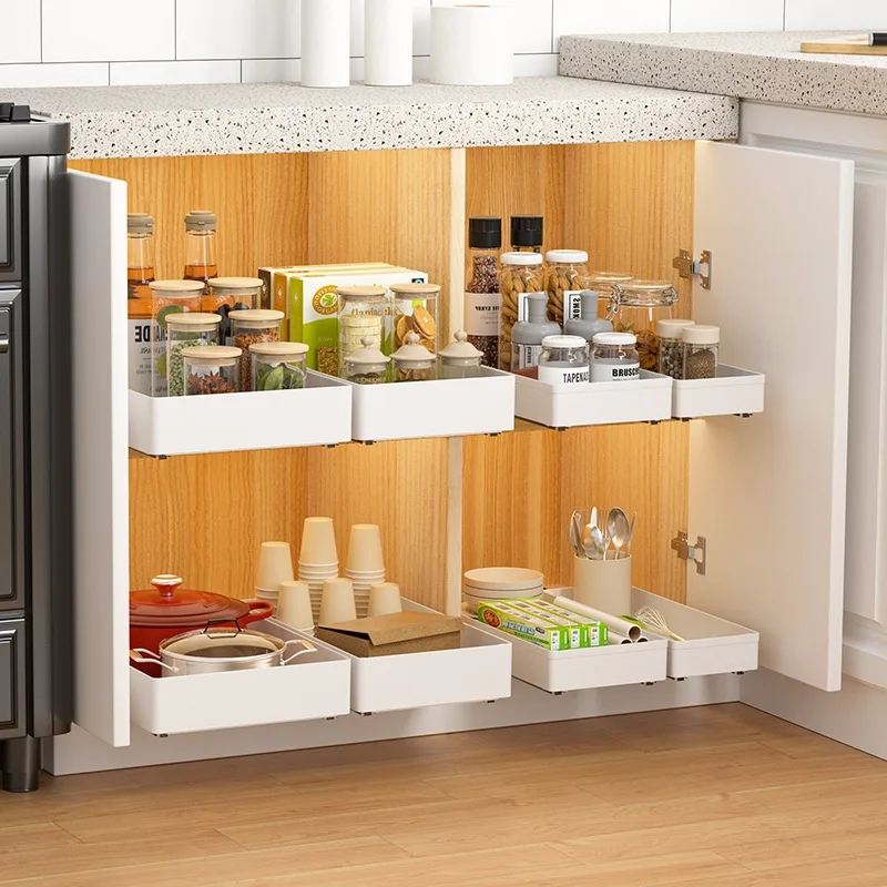 Punch-Free Pull-Out Cabinet Organizer Rack - Image 3