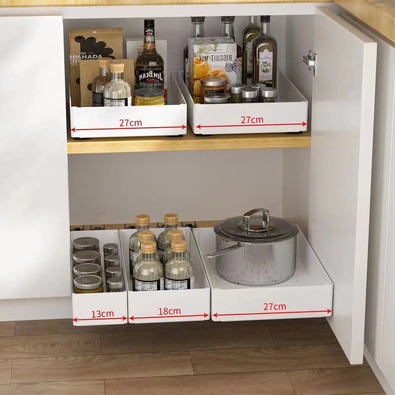 Punch-Free Pull-Out Cabinet Organizer Rack - Image 4