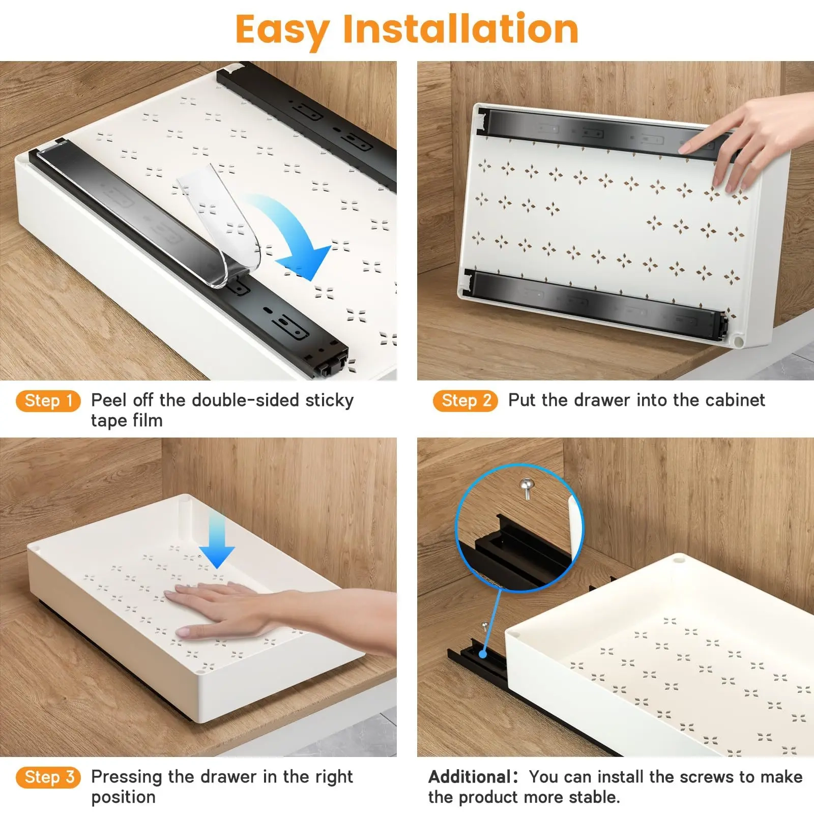 Punch-Free Pull-Out Cabinet Organizer Rack - Image 5