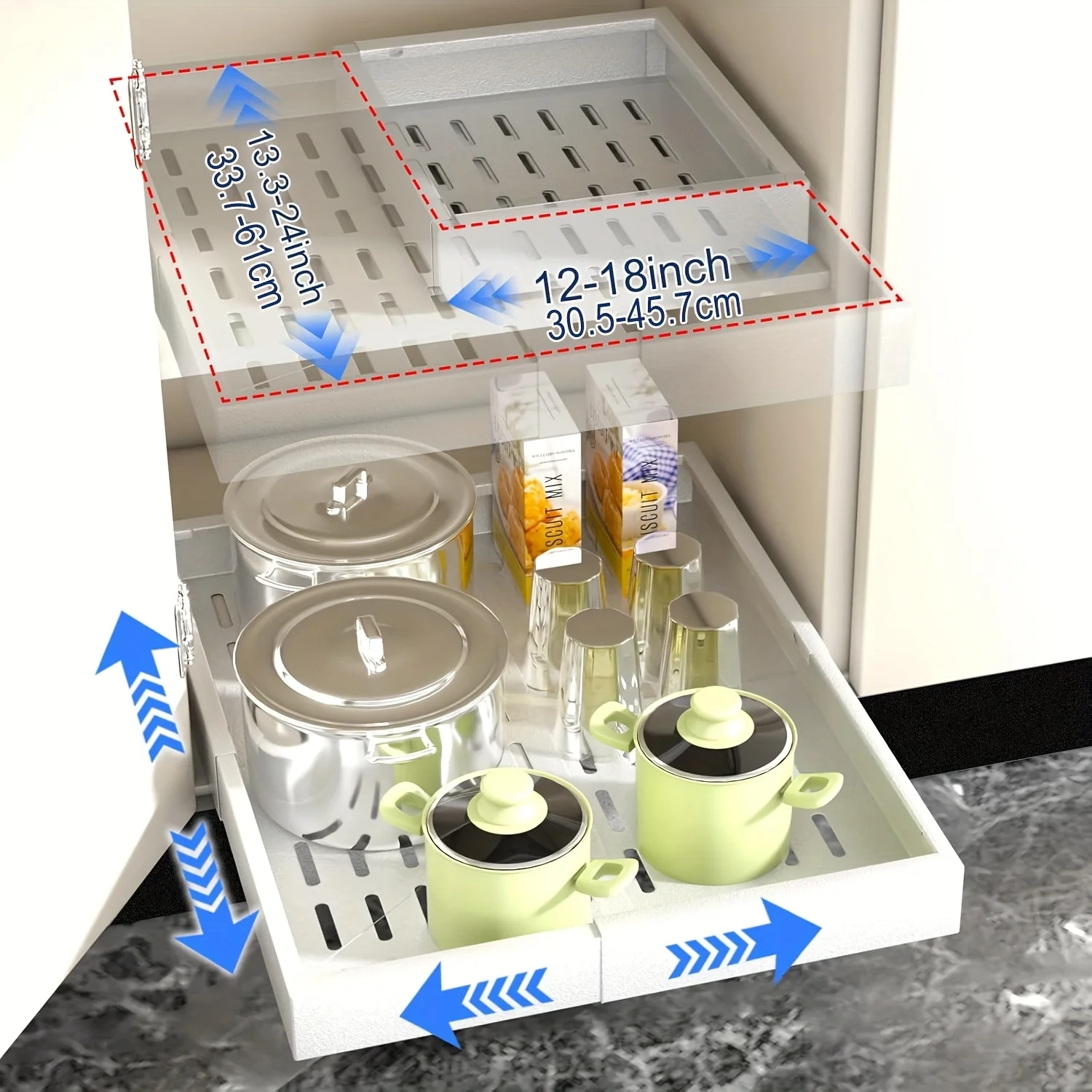 Expandable Pull-Out Cabinet Drawer Organizer - Image 3