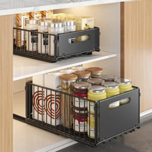 Pull-Out Cabinet Storage Basket Organizer