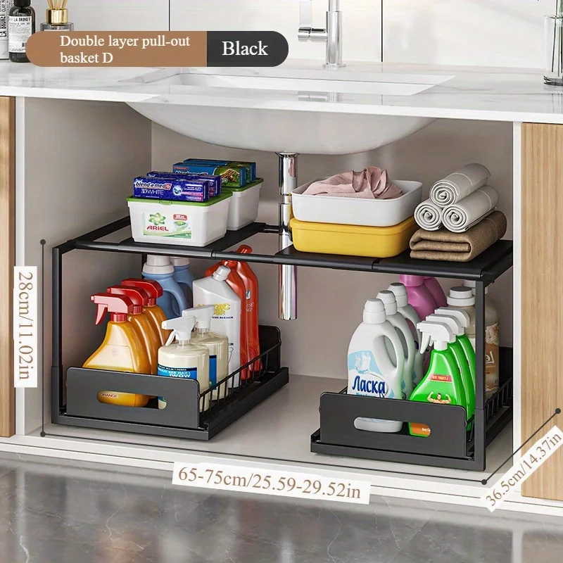Adjustable Double-Layer Under Sink Storage Rack - Image 5
