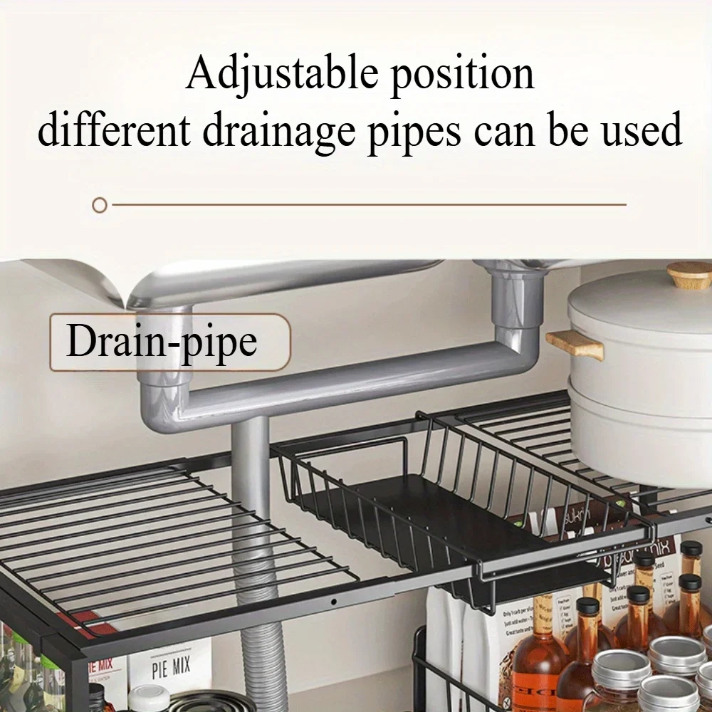 Adjustable Double-Layer Under Sink Storage Rack - Image 6