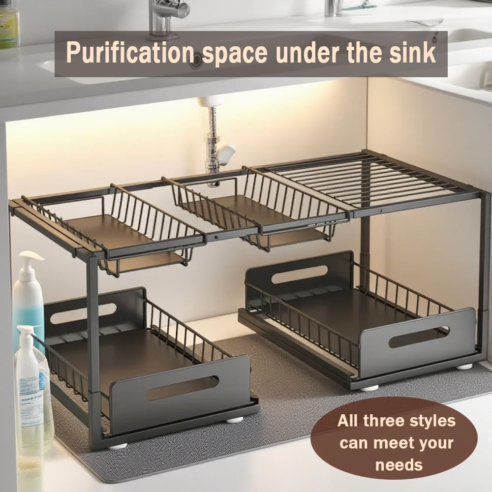 Adjustable Double-Layer Under Sink Storage Rack