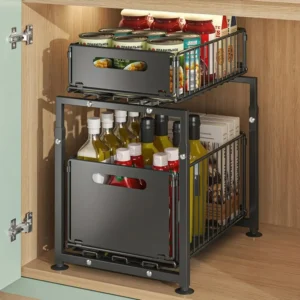 2 Tier Pull-Out Cabinet Storage Rack