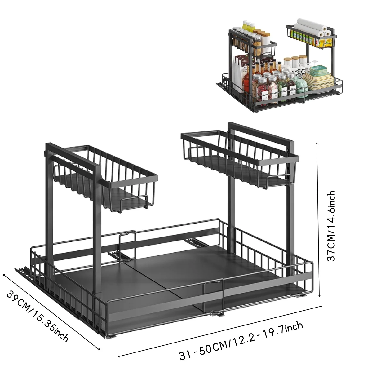 Adjustable Pull-Out Under Sink Organizer - Image 5