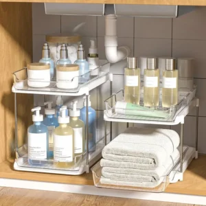 Stackable 2 Tier Pull-Out Storage Organizer