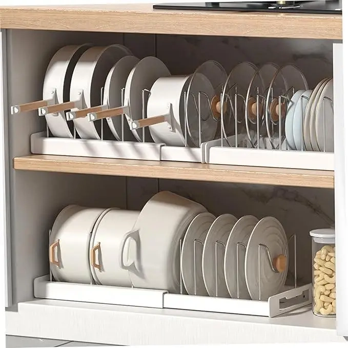 Expandable Pot and Pan Organizer Rack