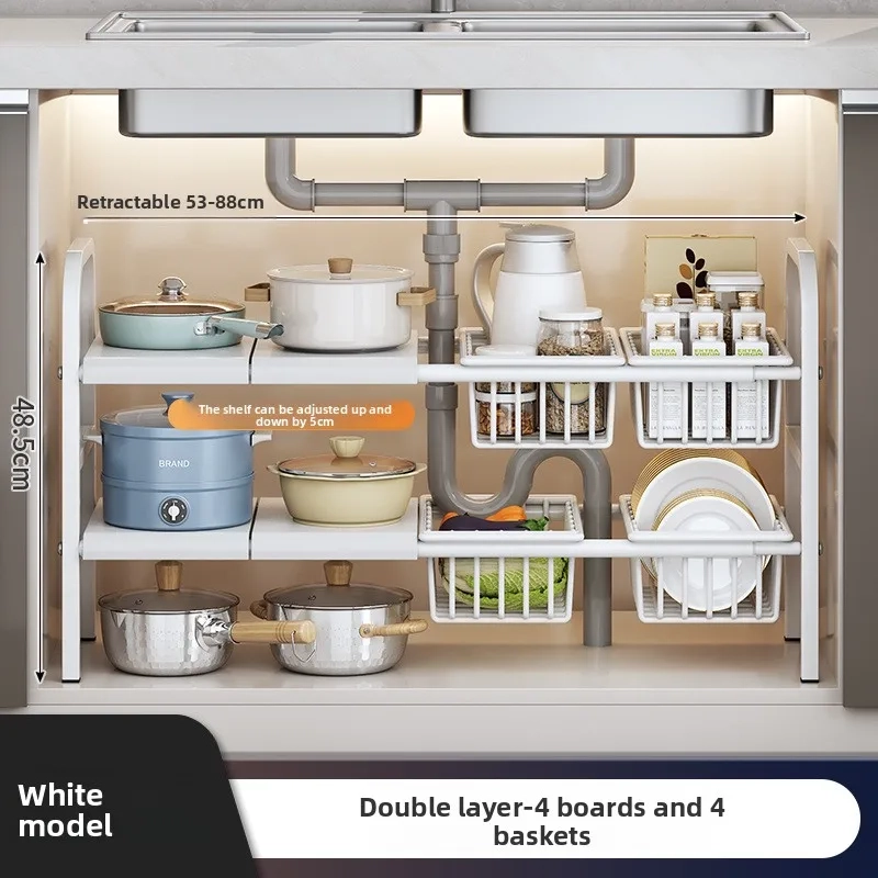 Retractable Carbon Steel Under Sink Storage Rack - Image 8