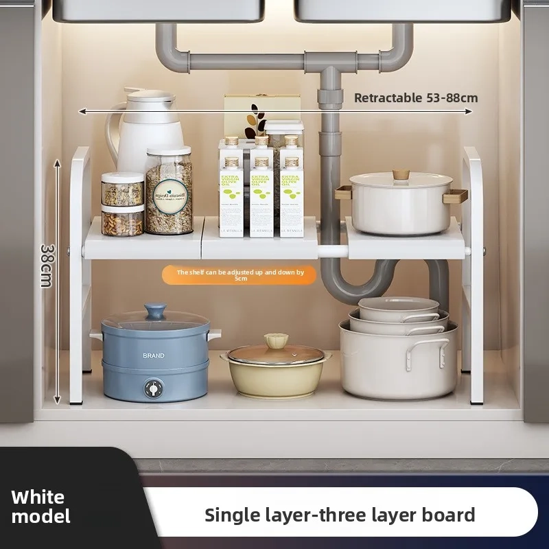 Retractable Carbon Steel Under Sink Storage Rack - Image 6
